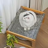 kiplant Large Cat Hammock Bed, Bamboo Wood Elevated Pet Hammock for Outdoor, 21 X 16.5 Inch Suitable for Kitty, Puppy, Rabbit, Bunny and Small Animal