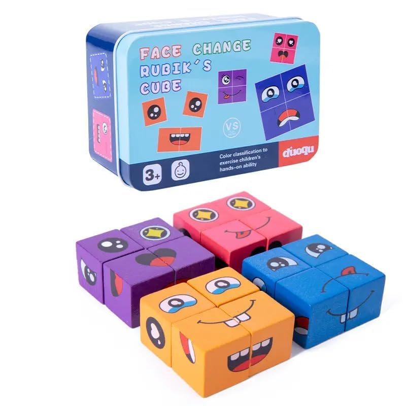 Viva Smile Wooden Face Cube Change Puzzle for Kids, Emoji Expressions Matching Game, Gifts Boys & Girls, 16 Face Blocks & 72 Playing Cards, 3+ Years (B0D4TMRYBV) Amazon Price History, Amazon Price Tracker