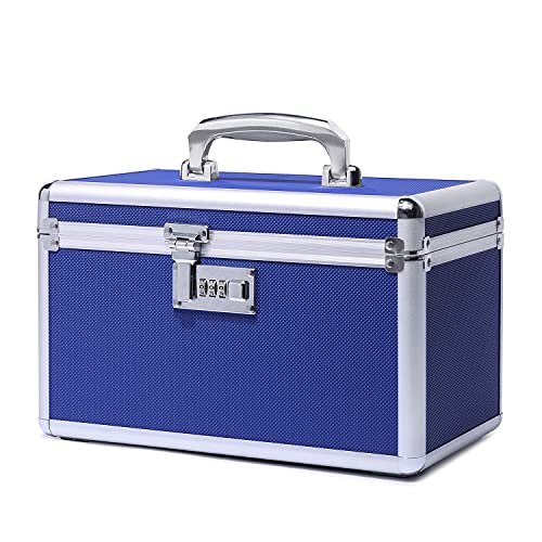 Boîte médicale à l'épreuve de l'enfant avec serrure à combinaison, 31,0 x 18,3 x 19,3 cm, boîte multi-usages, incluse dans un petit porte-bagages portable (moyen/bleu) Cover