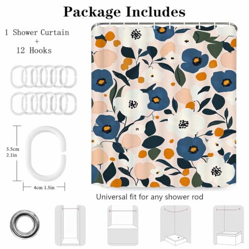Rideau de douche fleur 120x180 cm en polyester avec 12 crochets - 5