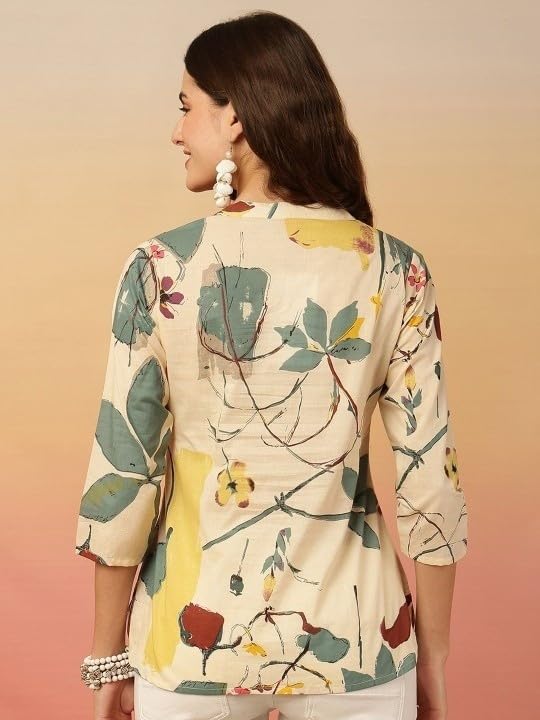 Image of Women's Short Kurti in TopsTunic Rayon Cotton Blend | Ladies Ethnic Tunic