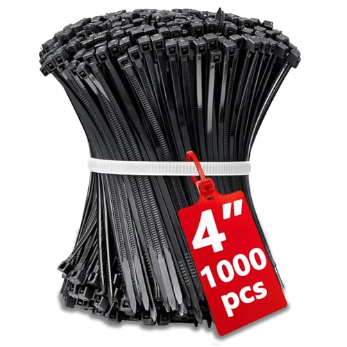 Kabelbinder Schwarz Klein 100mm 1000 Stück Mini Kabelbinders Dünne Schmal 10cm Selbstsichernde Kunststoff Kabelbinder Drahtbinder für die Kabelverwaltung Small Zip Ties