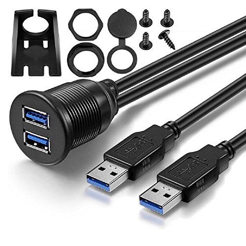 baolongking USB Panel Flush Mount Kabel 2 Meter 1,8 m Dual USB 3.0 Verlängerung USB Mount Dash Mount Mount Panel Mount Kabel für Auto Boot Motorrad