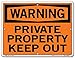 Vestil SI-W-34-B-AC-130 Sign-Warning-34 12.5X9.5 Alum Comp .130, Private Property Keep Out