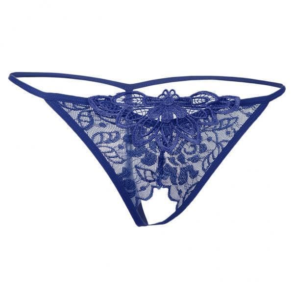 ujeavette 6xSexy Sheer Lace Crotchless Panties G String T Back Thong Blue-picture-13