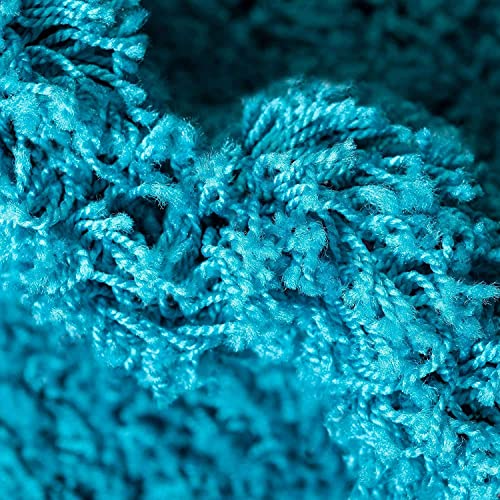 Image of F R Creation Hand Woven Shaggy Carpet Plus Rug for Living Room, Bedroom and Polyester Anti Slip Fluffy Fur Rug Shaggy Carpet & Modern Runner, Lobby Carpet (Size 2X6 Feet) Sky Blue
