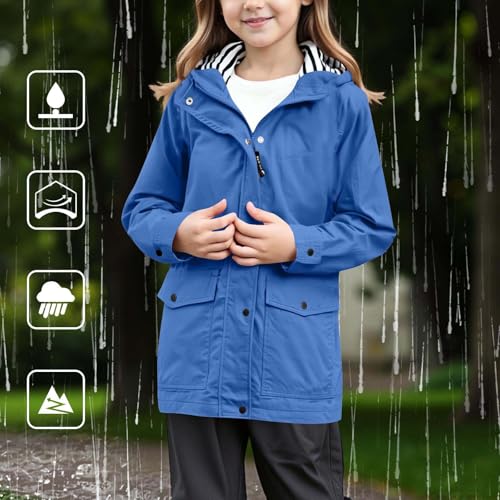 Kids Waterproof Raincoat - Lightweight Rain Jacket Hooded Windbreaker Warm Lining for Boys & Girls, School & Outdoor2