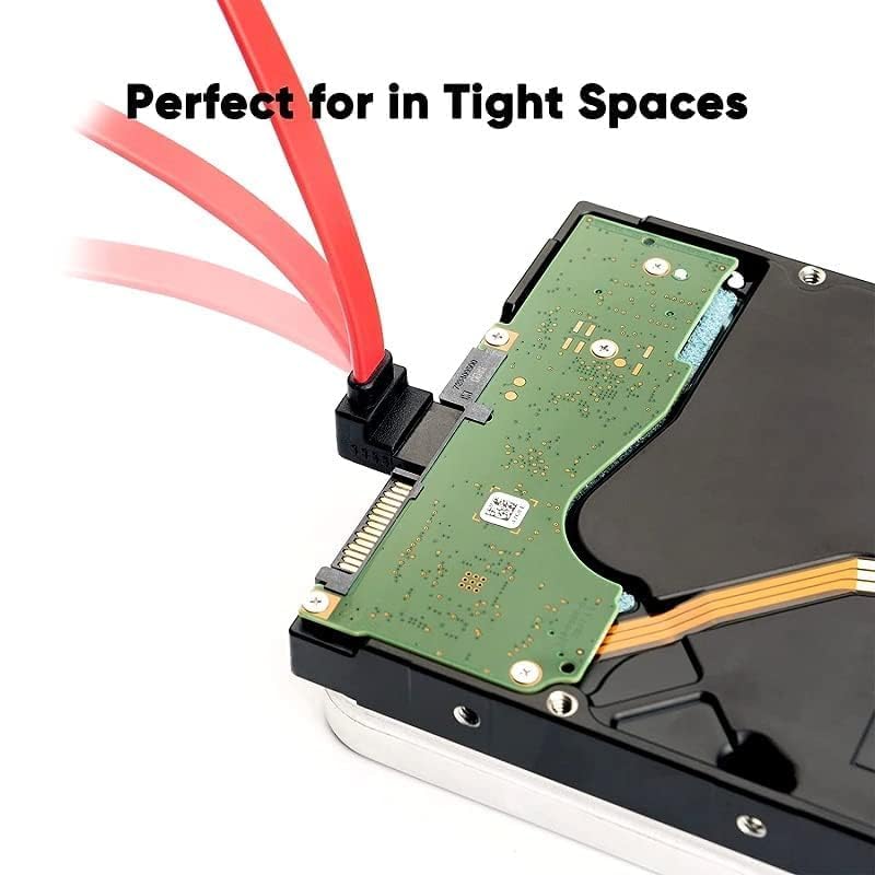 Image of Tobo SATA III Cable • 8-Inch /0.6FT • SATA III 6.0 Gbps • 7pin Female to Downward Right Angle Female Data Cable • with Locking Latch • Support for 2.5'' SSD,3.5''HDD Drive • Red (10)