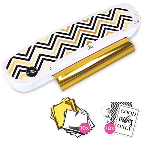 Crafts&Co&reg; Hot Foil Applicator Complete Starter Pack Includes 5 Silver and 5 Gold Foils, 10 Printed A6 Cards + 1 Transparent Folder
