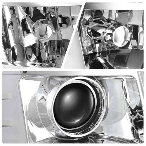 DNA MOTORING Pair Projector Headlights Compatible With 2007-2014 Cadillac Escalade ESV 2007-2013 Escalade EXT 2007-2013, Chrome/Amber, HL-OH-CE07-CH-AM - Image 5