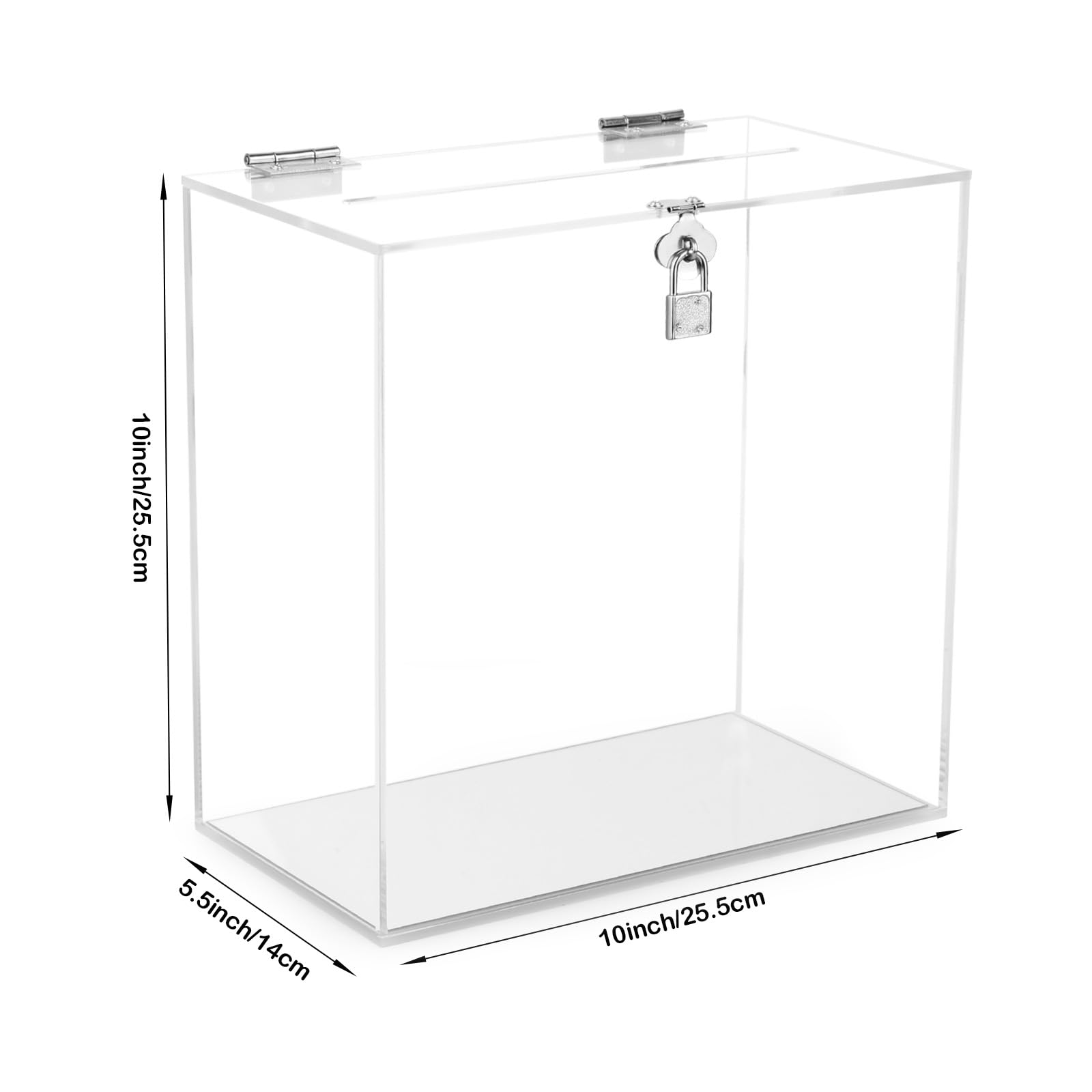 Hooqict Clear Acrylic Card Box with Lock and Slot, Thick DIY Blank Wedding Card Box for Wedding Reception, Large Acrylic Gift Money Holder for Party Graduation Decorations