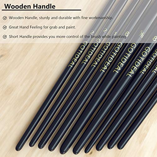 Image of GOTIDEAL Paint Brushes, Acrylic Paint Brushes, 10 Pcs Round Pointed Tip