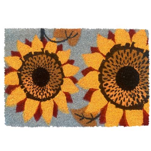 Relaxdays Felpudo Fibra Coco 60x40 cm, Motivos Vegetales, Antideslizante (Base PVC), Apto Interior/Exterior, Colores