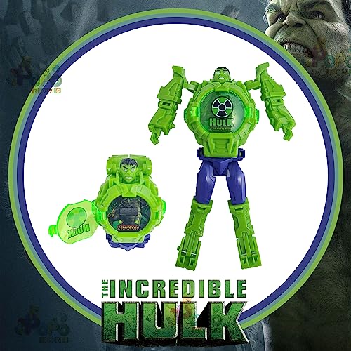 PoPo Toys Hulk Super Hero Action Figure Toy Robot Deformation Convertible Digital Wrist Watch for Kids (Pack of 1) (B0C6TX3635) Amazon Price History, Amazon Price Tracker