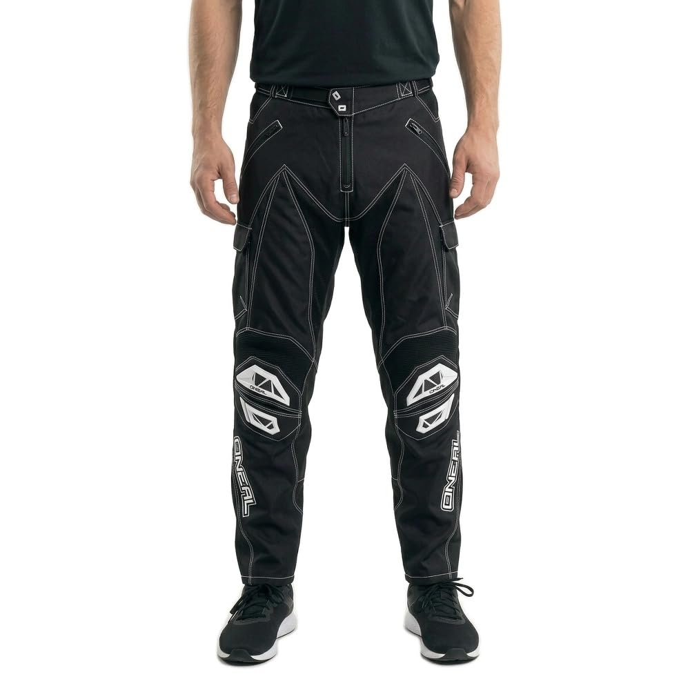 O'Neal | Pantalones de Enduro | Enduro MX | Material Exterior Repelente al Agua, Bolsillos Protectores en Las Caderas | Ajustable en Talla | Pantalones de Baja | Adulto | Negro Blanco | Talla 32