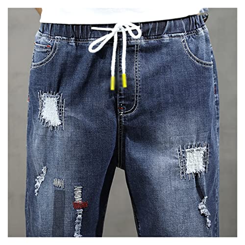 Shorts de jean hommes décontractés à cordon élastique RLKHXBS