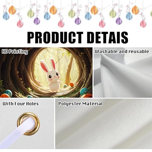 Image of Nuxovilar Easter Banner Bunny Tunnel Spring Celebration 43x70 Polyester