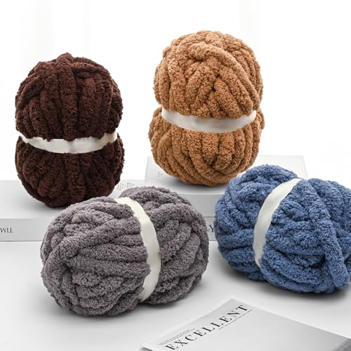 Image of 10 Pack of Jumbo Chunky Yarn for Hand Knitting,10# Super Bulky-Fluffy Chenille Yarn, 220 yds /70.5 oz Soft Thick Yarn for Crocheting Chunky Knit Throw Blankets.(Turmeric)