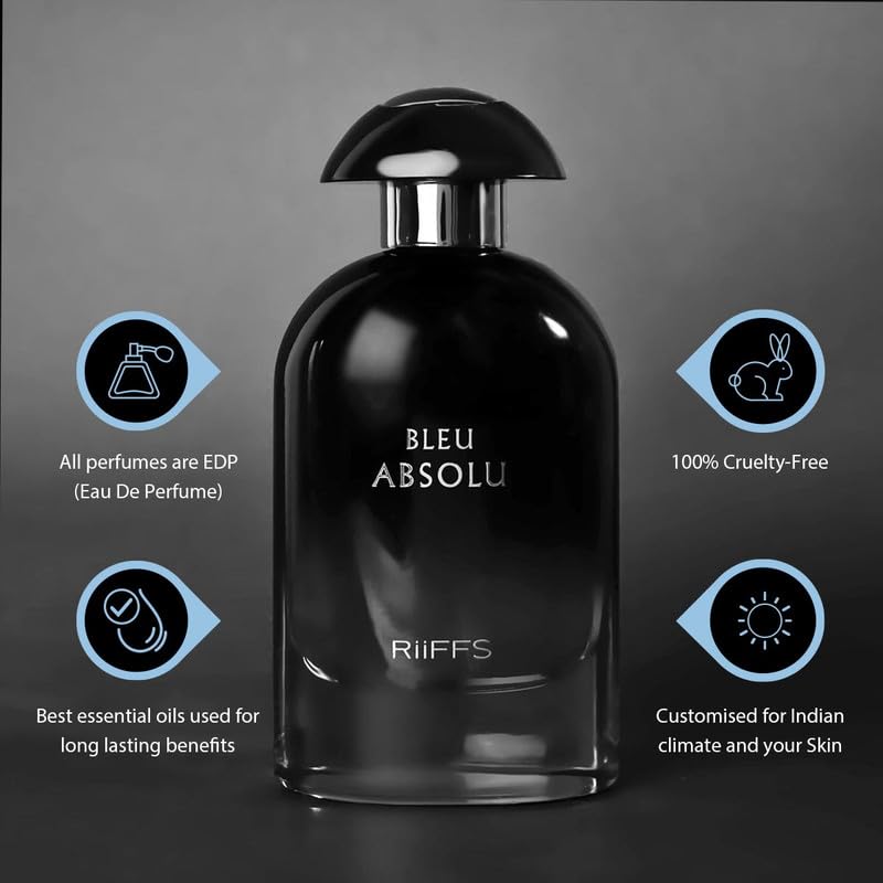 Image of RiiFFS Bleu Absolu Perfume For Men | Long-Lasting Eau De Parfum | Luxurious Long-Lasting Fragrance with Citrus, Floral & Woody Notes, 100ml
