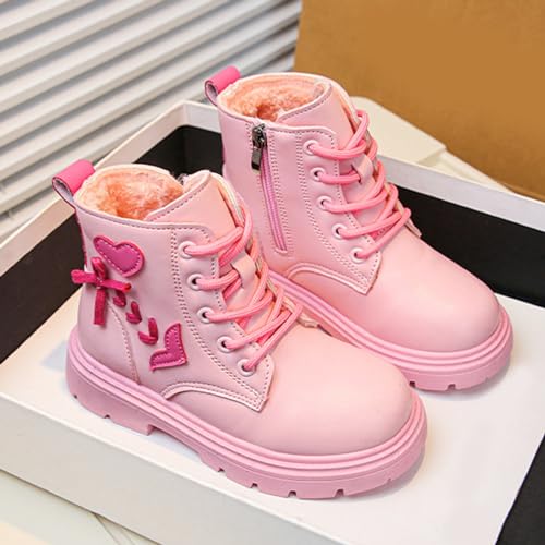 Toddler Boys Girls Boots Low Wedge Heel Booties with Side Zipper Warm Snow Bow Boots Stacked Block Heel Booties4