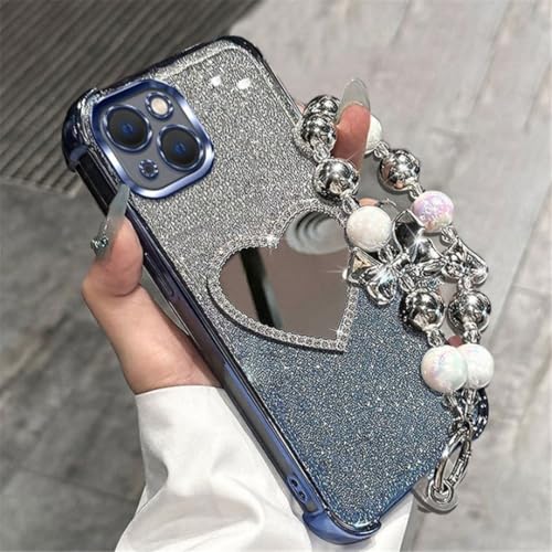 Coque silicone Samsung S25 et S24 antichoc avec bracelet perles et miroir