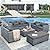 Lviden 7 Piece Wicker Patio Furniture Sets Outdoor Conversation Set, PE Rattan Sectional Sofa Couch with Storage Table and Non-Slip Grey Cushions, Furniture Covers Included