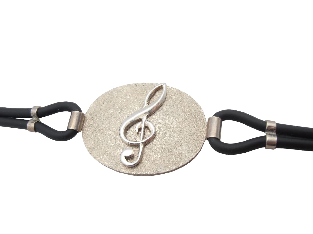 Chiave di Violino : Braccialetto in Argento 925 e Caucciù - Bracciale con Chiave di Sol - Musica - Musicista