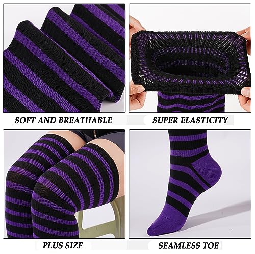 Moon Wood Plus Size Thigh High Socks for Women Knit Cotton Extra Long Halloween Over the Knee High Socks Leg Warmers4
