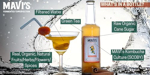 Image of MAVI's Assorted Pack of 10 Fermented Beverages | Kombucha, Water Kefir, Beet Kvass & Ginger Ale | Natural Probiotic Drinks for Gut Health | Refreshing 300 ml Bottles (Pack of 10)