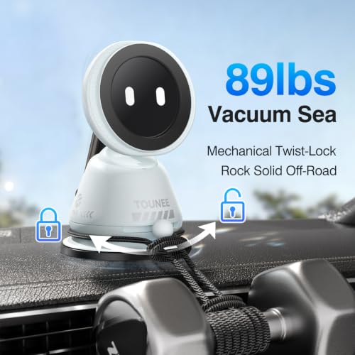 Image of tounee Car Phone Holder for MagSafe [89LBS Strongest Suction & 3600gf Strongest Magnetic] 360 Adjustable Car Phone Mount, Dashboard Phone Holders for iPhone 17-12 Pro Max Air Plus (Alice Blue)