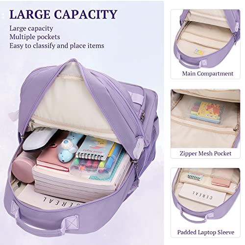 Lanola multi-function Hiking Travel Backpack For Teens Anti-Theft School College Students Bookbag For Women & Girls - Pink4