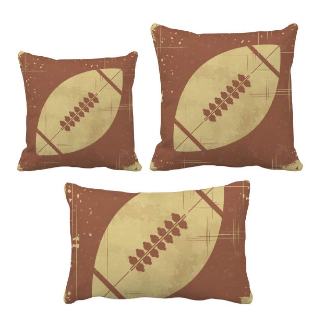 Housse de coussin football marron de type enveloppe textile décorative