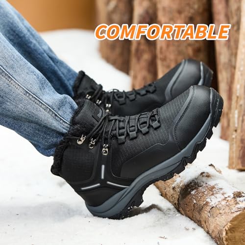 Men's Waterproof Snow Boots Insulated Winter Boots with Non Slip Rubber Sole FurLined Warmth for Hiking Shoveling Work And Daily Commute - Image 6