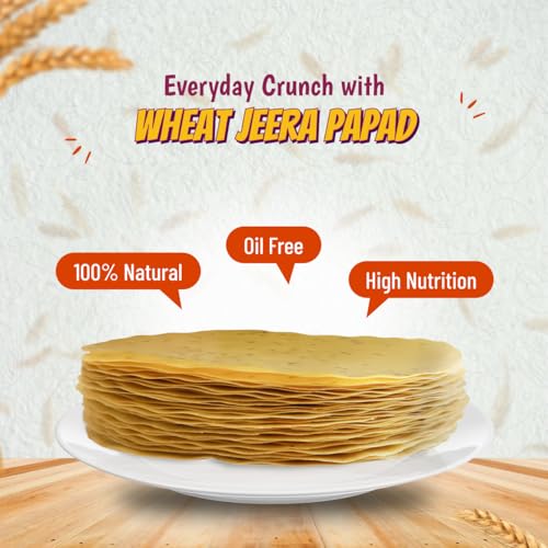 Image of KHURAT Wheat Khichiya Papad 800g | Jeera | Oil-Free Crispy Snack | Ultra Slim, Dry & Ready-to-Fry