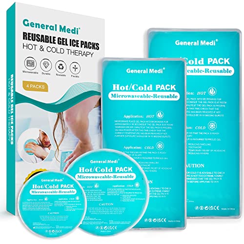 General-Medi-Ice-Packs-for-Injuries-4-Pack-Soft-Gel-Cold-Pack-Reusable-Hot-and-Cold-Compress-for-Migraine-Relief-Sprains-Muscle-Pain-Bruises-Injuries