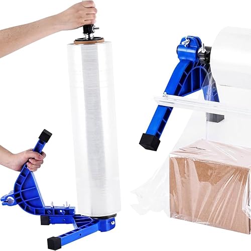 Dispensador de película estirable de mesa 2 en 1 Máquina de embalaje de película estirable manual de envoltura de paletas, ancho máximo de película