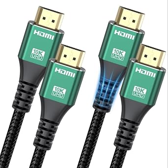HDMI Cable 6FT 2-Pack 10K 8K 4K, HDMI 2.1 Cable 48Gbps Ultra High Speed HDMI Braided Cord 8K@60Hz, 4K@120Hz, eARC, HDR10+, HDCP2.3 for Laptop, Monitor, HDTV, Projector, PS5/PS4, Xbox