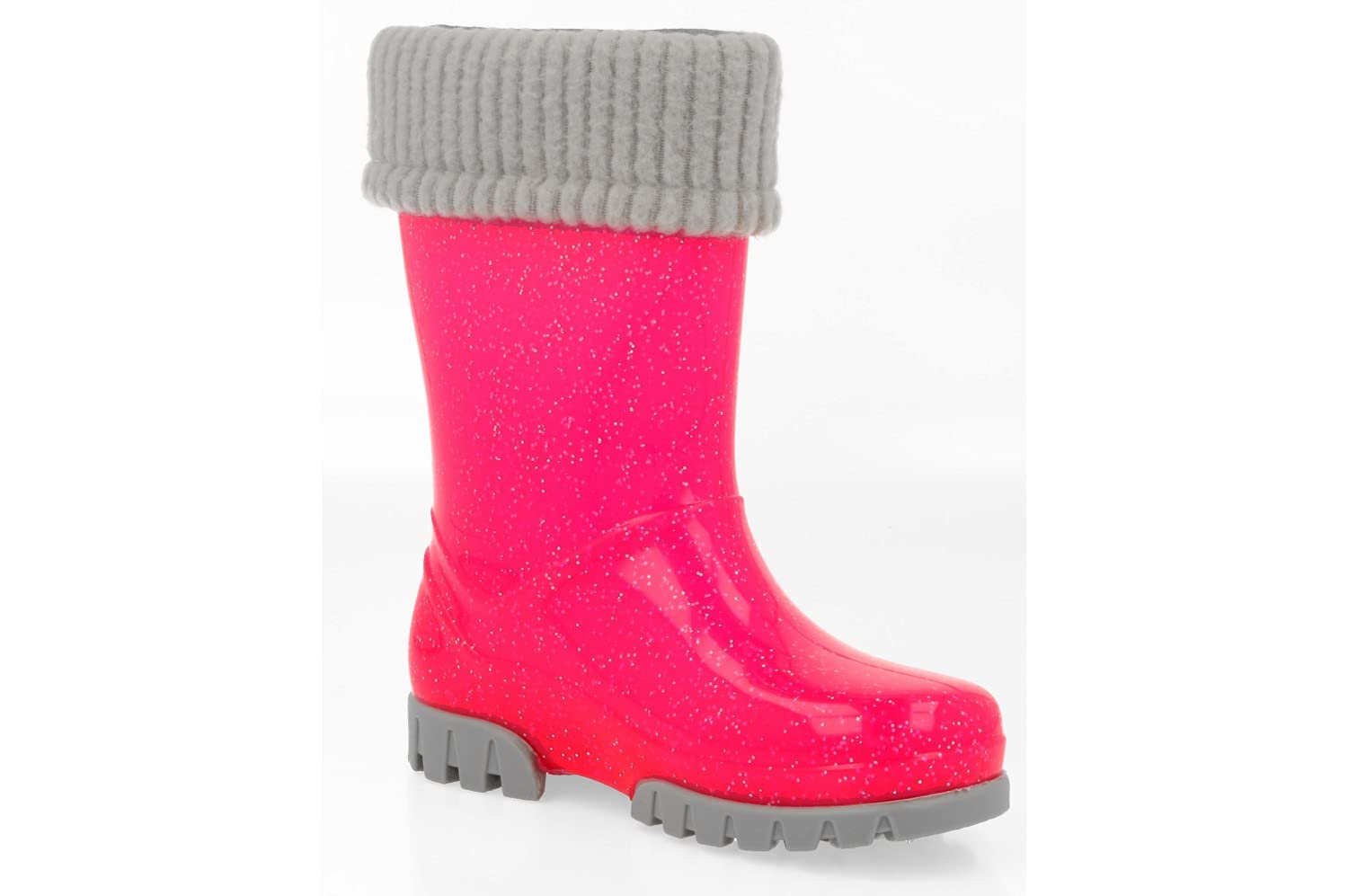 DEMAR. Kinder Gummistiefel gefüttert Twister LUX 0406G Rot glänzend Glitzer