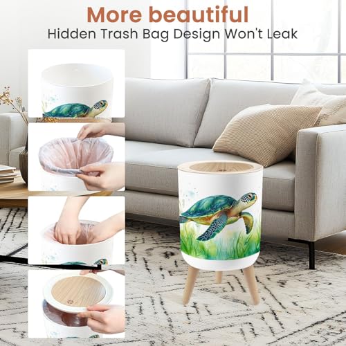 Caneca de basura pequeña con tapa 1.8 galón turquesa miniatura 6