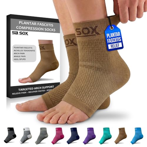 SB SOX Compression Socks for Plantar Fasciitis Relief (Nude, Large)