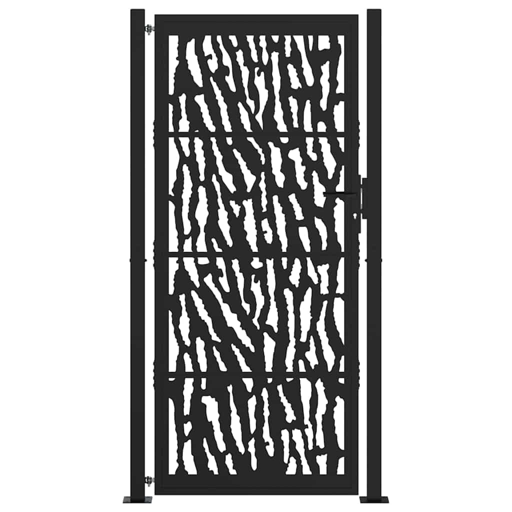 Festnight Puerta Jardin Metalica 105 x 205 cm, Puerta para Valla con Sistema de Cerradura Acero, diseño con Carril Acero/Negro