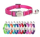 Personalized Reflective Cat Collar with Bell and Breakaway Buckle - Engraved Name and Phone Number