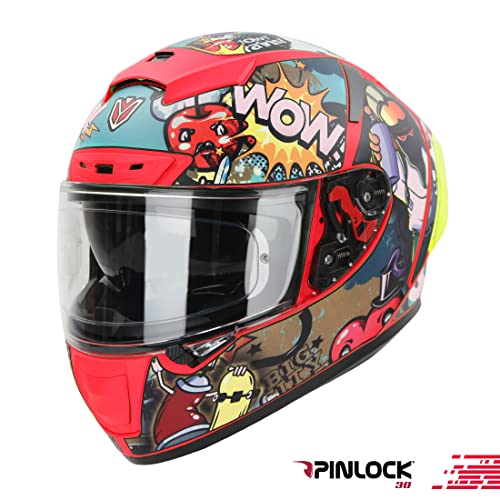 Image of Ignyte IGN-4 Subway Surfer ISI /DOT Certified Double Visor Full Face Graphic Helmet with Outer Anti-Fog Clear Visor and Inner Smoke Sun Shield