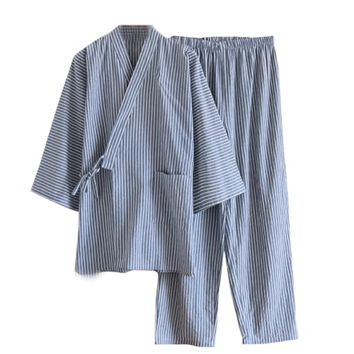 FANCYPUMPKIN Costume de Pyjama Kimono de Robe de Chambre de Style Japonais pour Hommes -[Taille L-A12]
