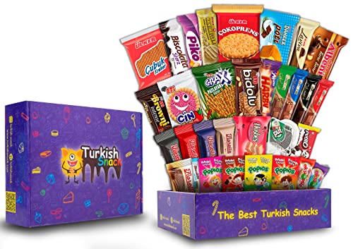 Turkish Snack Box, Variety Taste Care Package, International Assortment Bulk Snacks, Asian European Chocolates, Candy, Cookies, Crackers, Sweet, Delight Mystery Pack for Adults and Kids