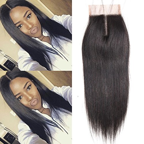 Peiyulex Brazilian Hair Lace Closure Straight Wave Hair Closure 100% Human Hair Straight Closure Natural Color