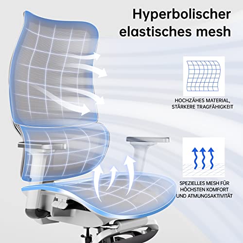JOYFLY Bürostuhl mit Fußstütze, Ergonomisch, Büro-Liegestuhl mit Verstellbarer Sitz, Chefsessel...
