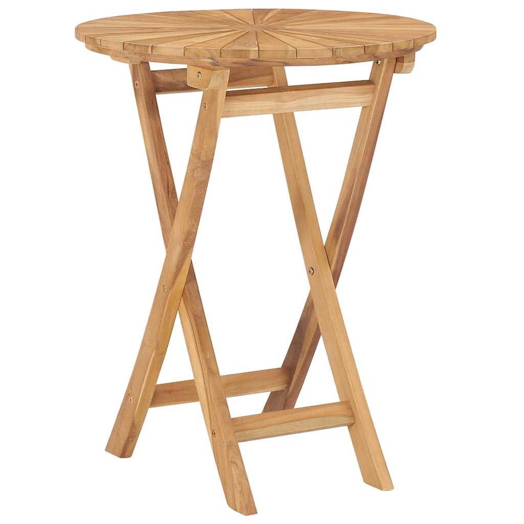 Tavolo da giardino rotondo da 60 cm in legno massello teak, tavolo pieghevole per esterni con vernice a base d'acqua, per terrazza e giardino, tecnicamente essiccato e finemente levigato