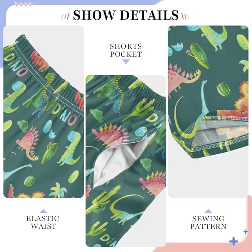 ZZXXB Dino Cacti Boys Long Pants Soft Trousers Elastic Waist Kids Lounge Bottoms with Pockets S-XL4