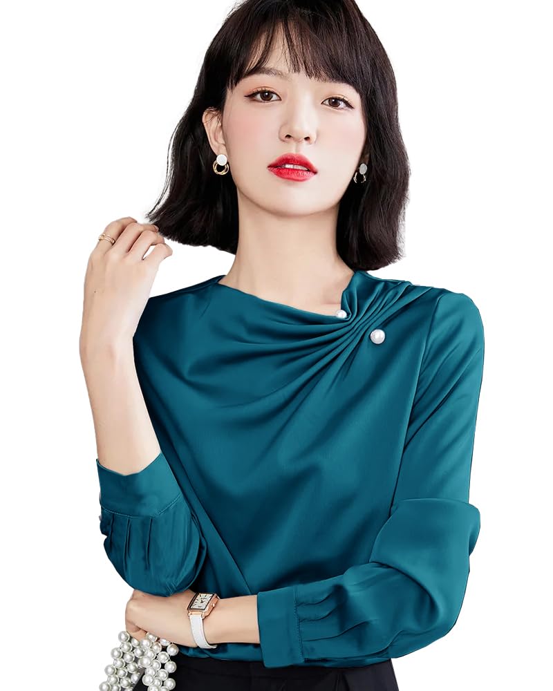 noble monk Women's Satin Blend Solid Regular Fit Shirt-picture-16